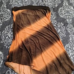 Amisu Sleeveless Top with Vibrant Orange and Deep Brown Stripes